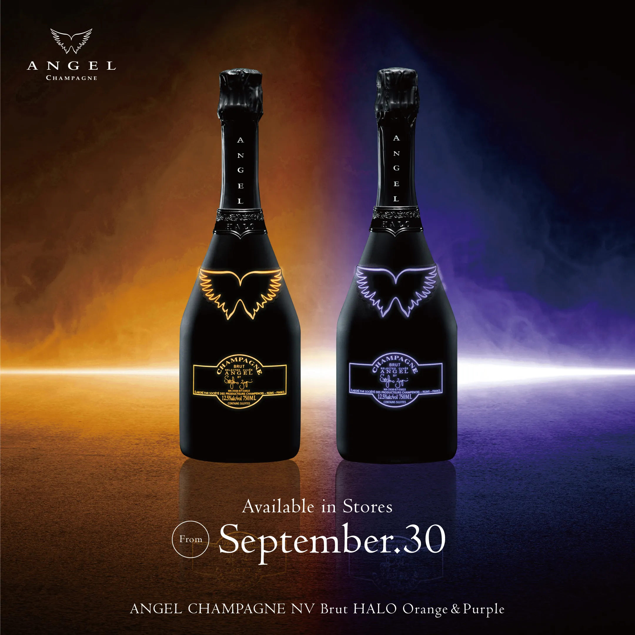 『ANGEL CHAMPAGNE NV Brut HALO』から新色の『Purple』と『Orange』の発売が決定！